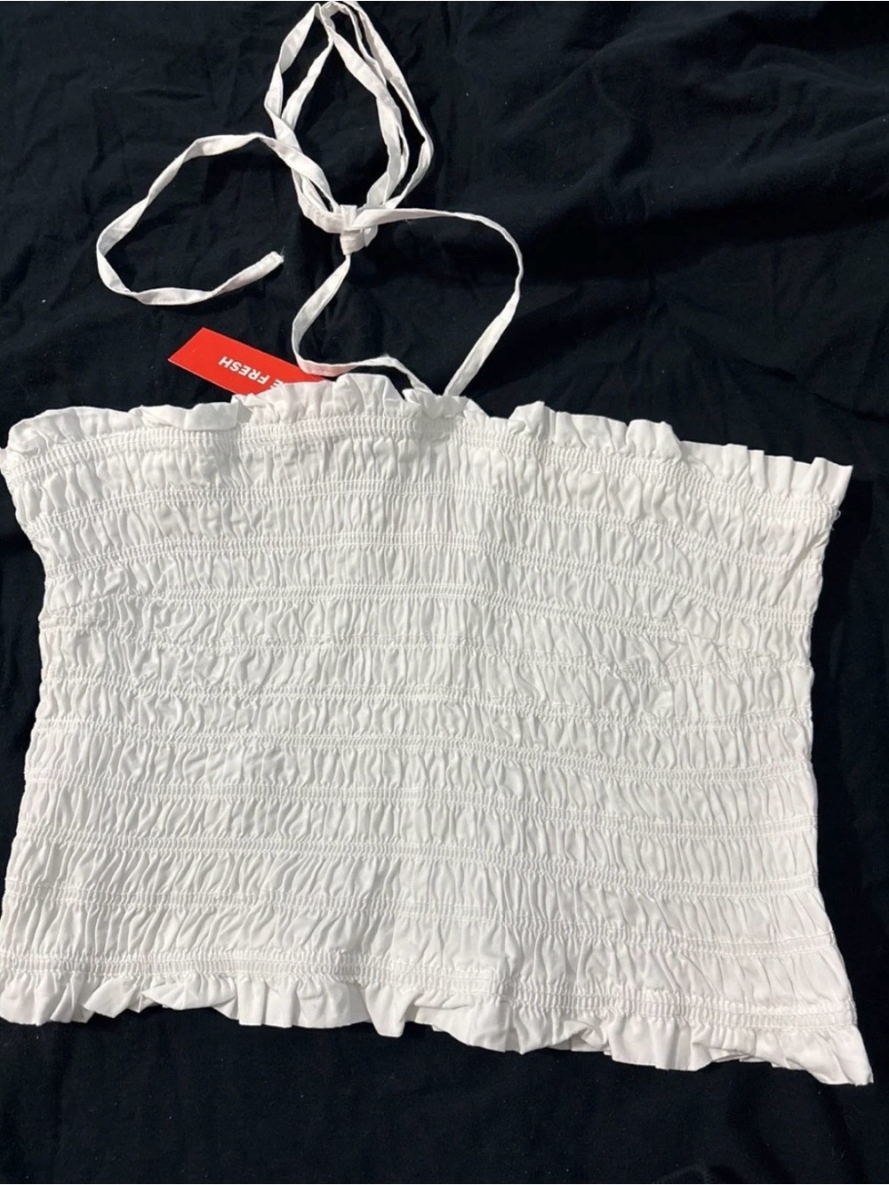 Joe Fresh White Smocked Halter Tie Camisole
